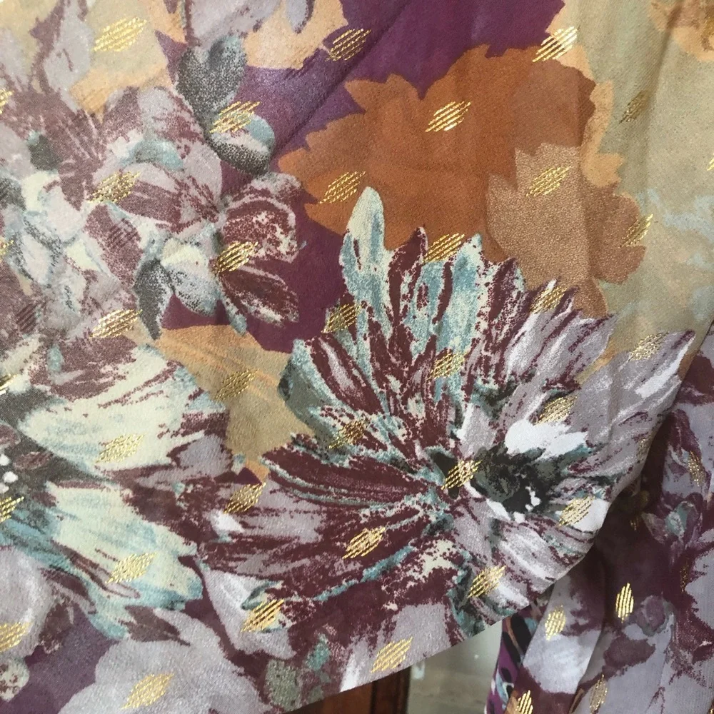 Anthropologie Fig & Flower Mixed Media Floral Button Front Semi Sheer Boho Plus - Picture 9 of 16